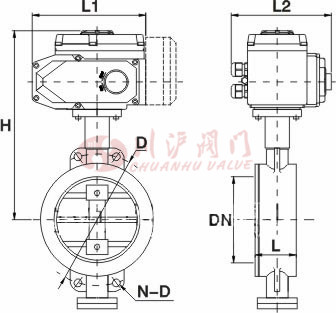 D971X、D973H電動(dòng)對(duì)夾蝶閥結(jié)構(gòu)圖
