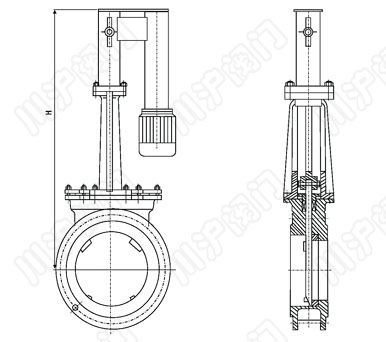 PZ273X、PZ273F、PZ273H、PZ273Y_電液動刀型閘閥結構圖