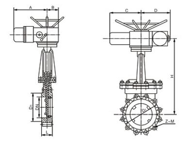 PZ973H、PZ973F、PZ973Y_電動刀閘閥結(jié)構(gòu)圖
